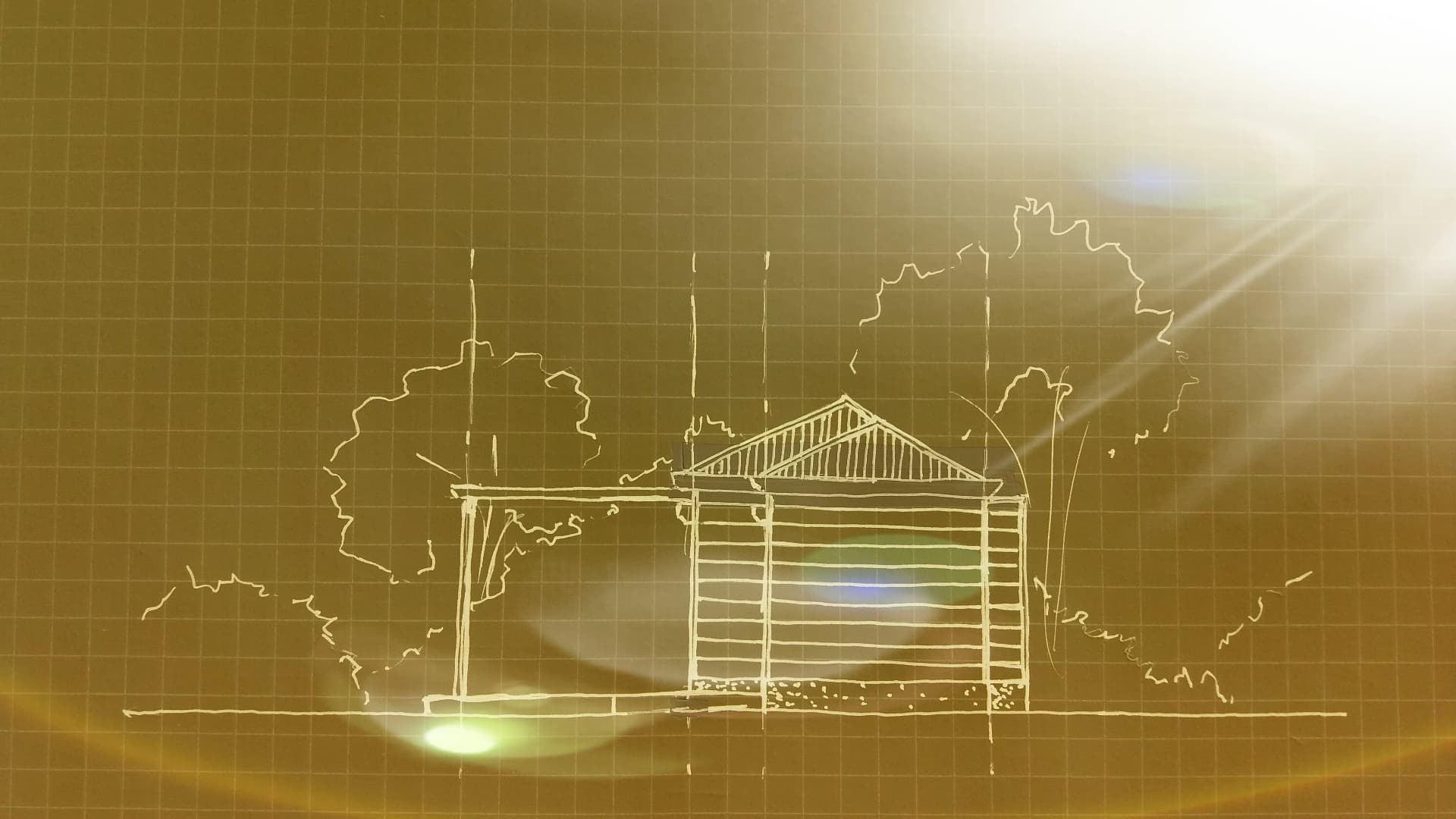 Croquis d'élévation d'une maison avec véranda